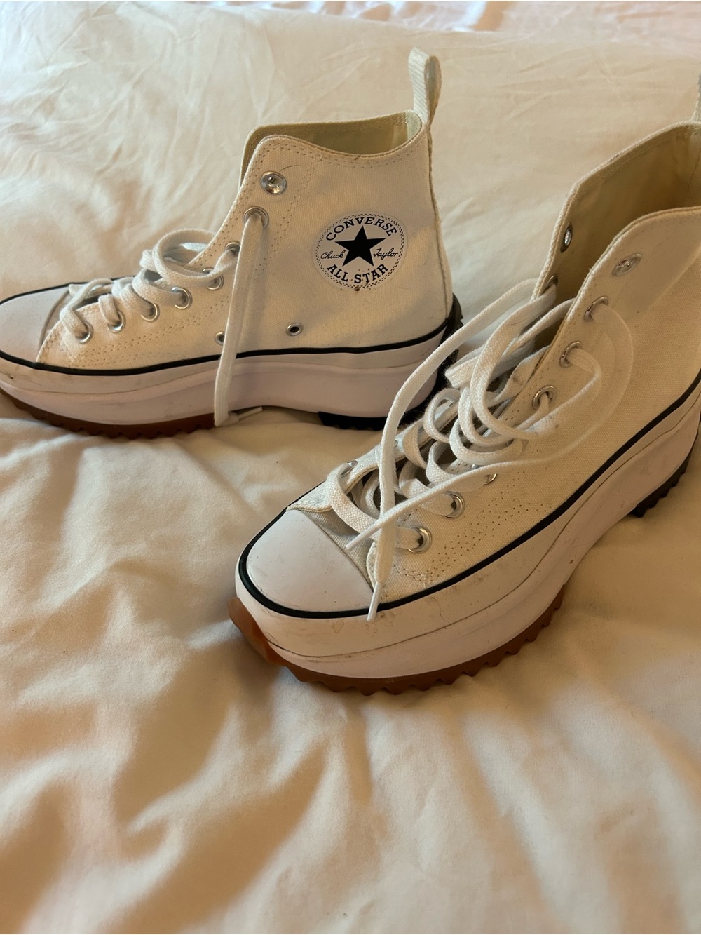 Converse White Lace-Up Platform High Top Boots